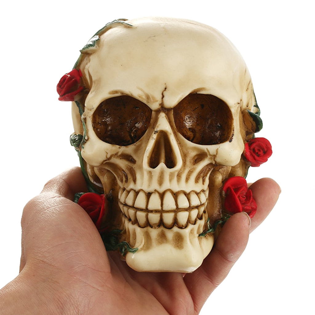 Verklig Dödskalle Med Rosor