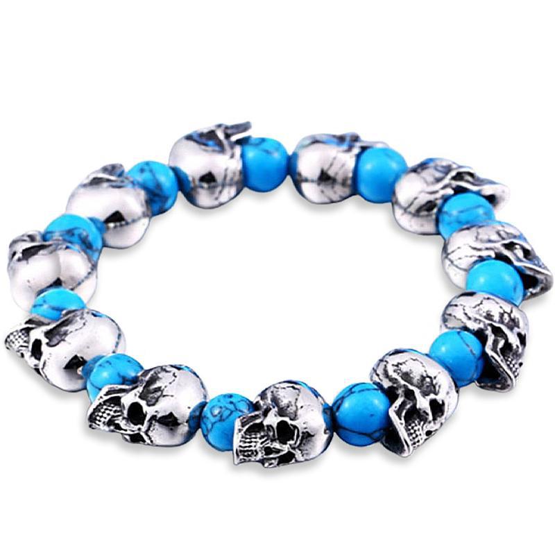 Blått Dödskalle Stålarmband