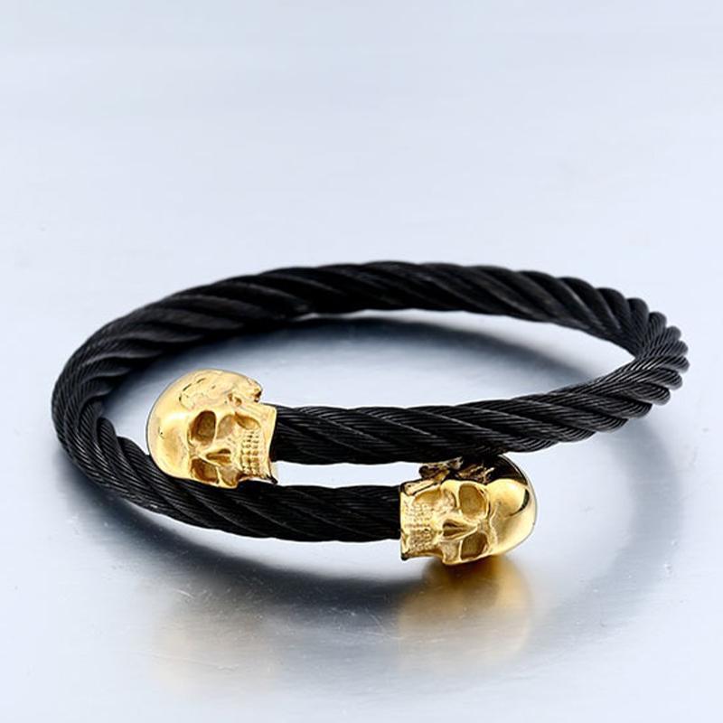 Manschett Armband Med Dödskalle (Svart Stål)