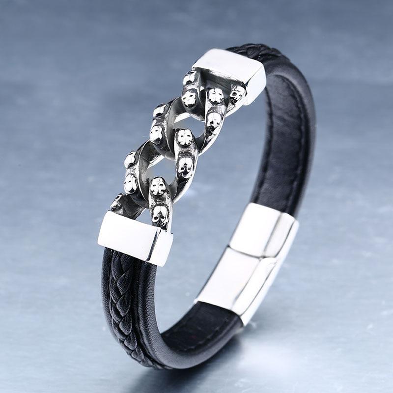Dödskalle Armband Läder