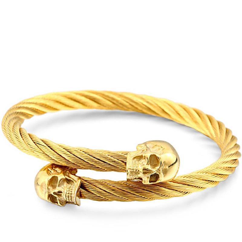 Dödskalle Manschettarmband Guld