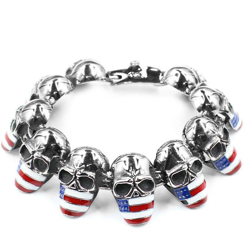 Dödskalle Armband USA Flaggor