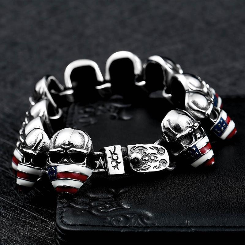 Dödskalle Armband American Flag