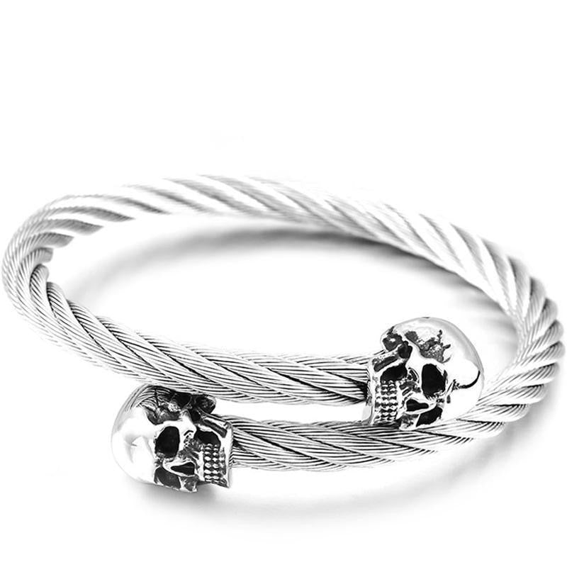 Böjt Dödskalle Stålarmband