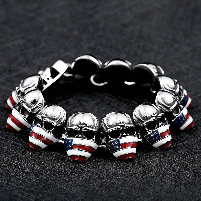 Dödskalle Armband USA Flagga
