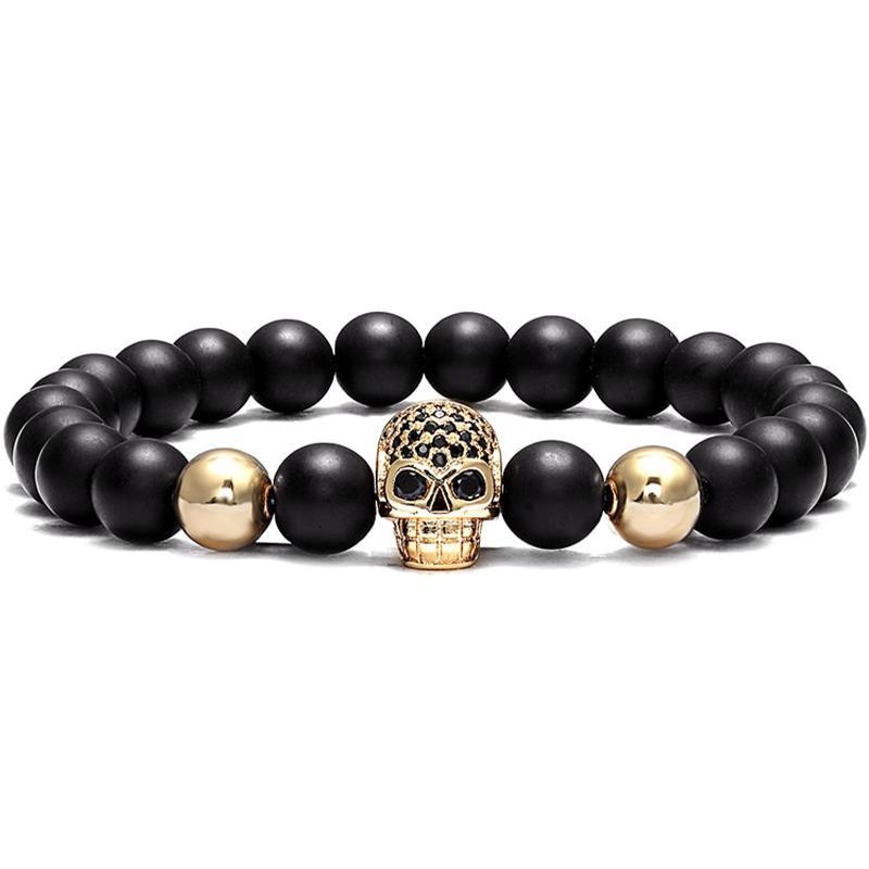 Dödskalle Pärlarmband Guldstål