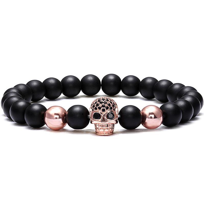 Dödskalle Pärlarmband Roséguld