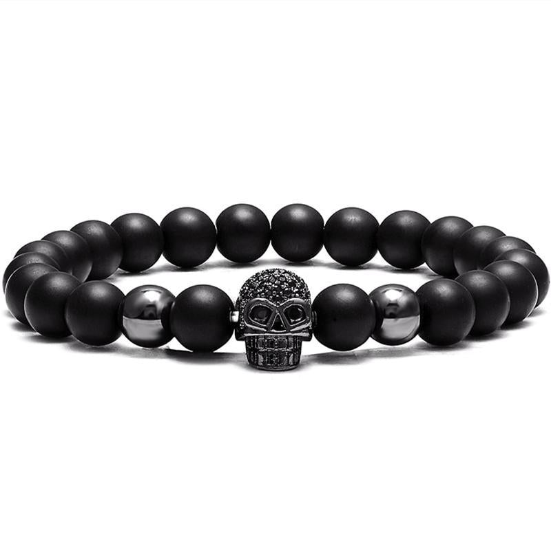 Svart Pärlarmband Med Dödskalle