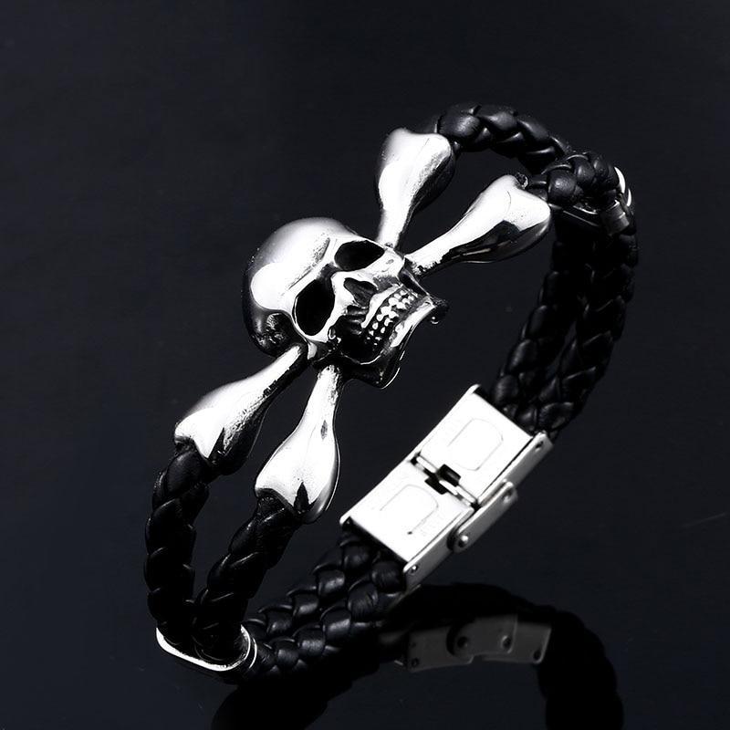 Dödskalle Armband Jolly Roger (Läder)