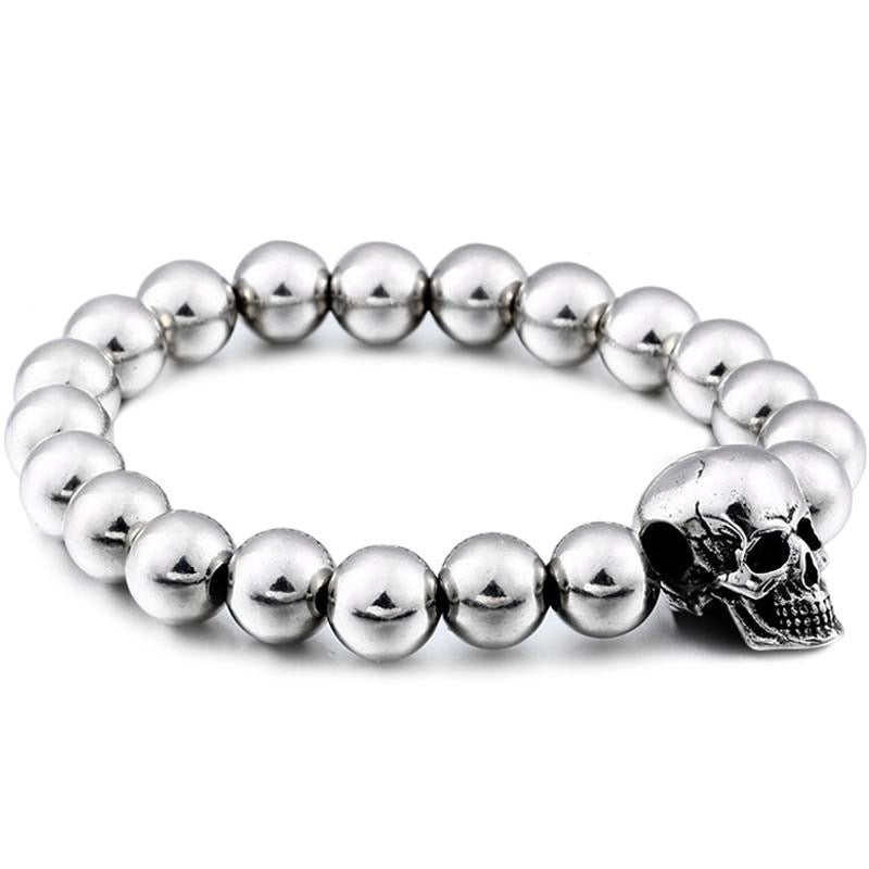 Dödskalle Stålarmband Silverkulor