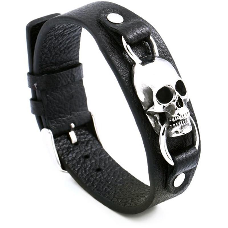 Läderarmband Med Dödskalle