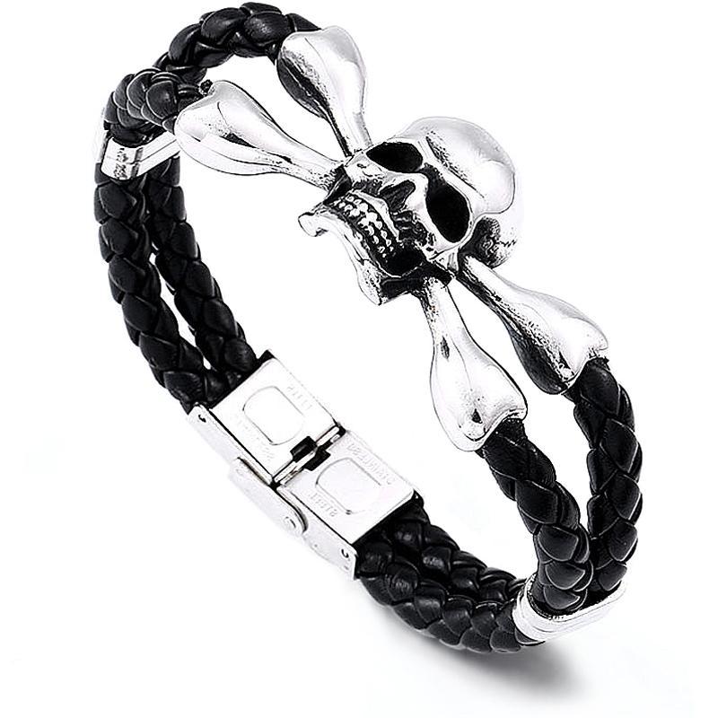 Pirat Dödskalle Läderarmband