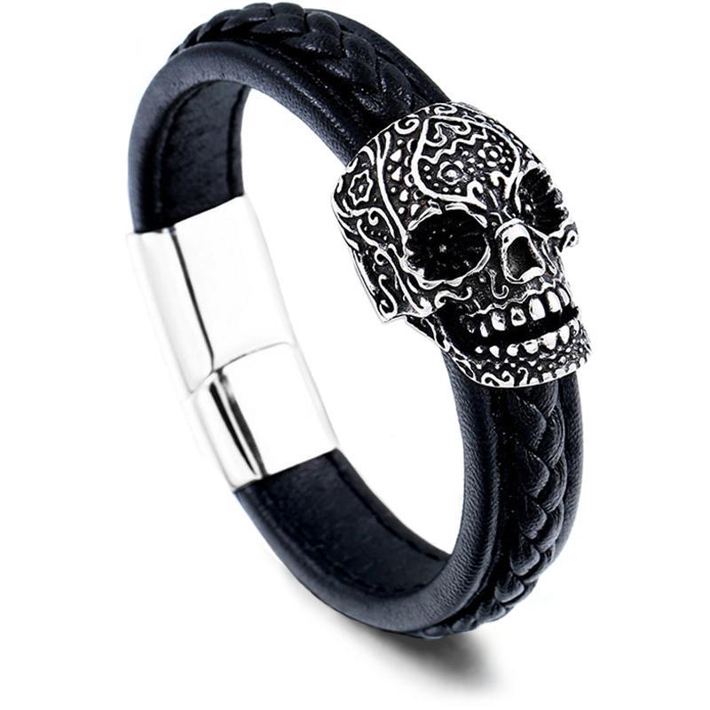 Calavera Dödskalle Läderarmband