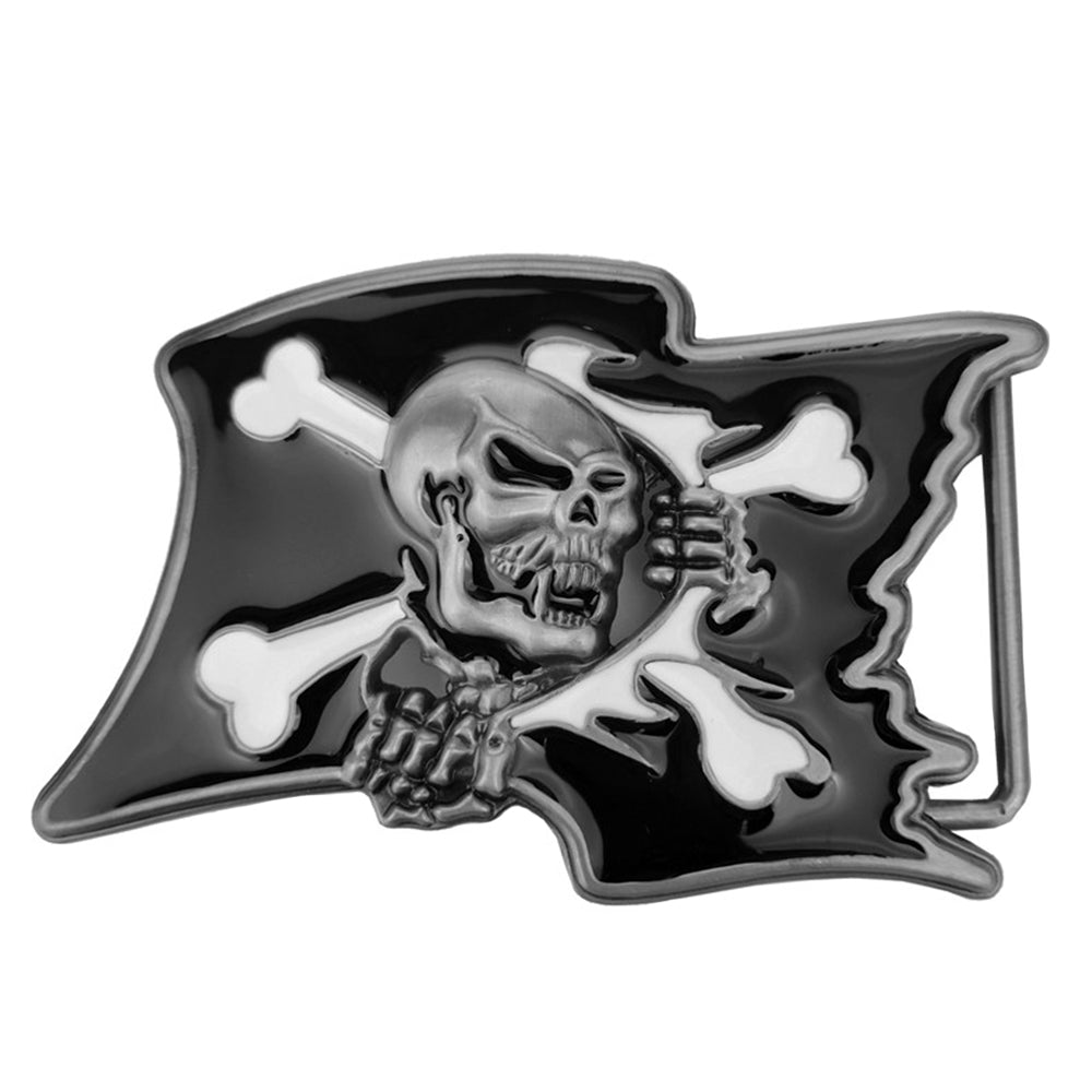 Svart Bälte Med Jolly Roger Spänne