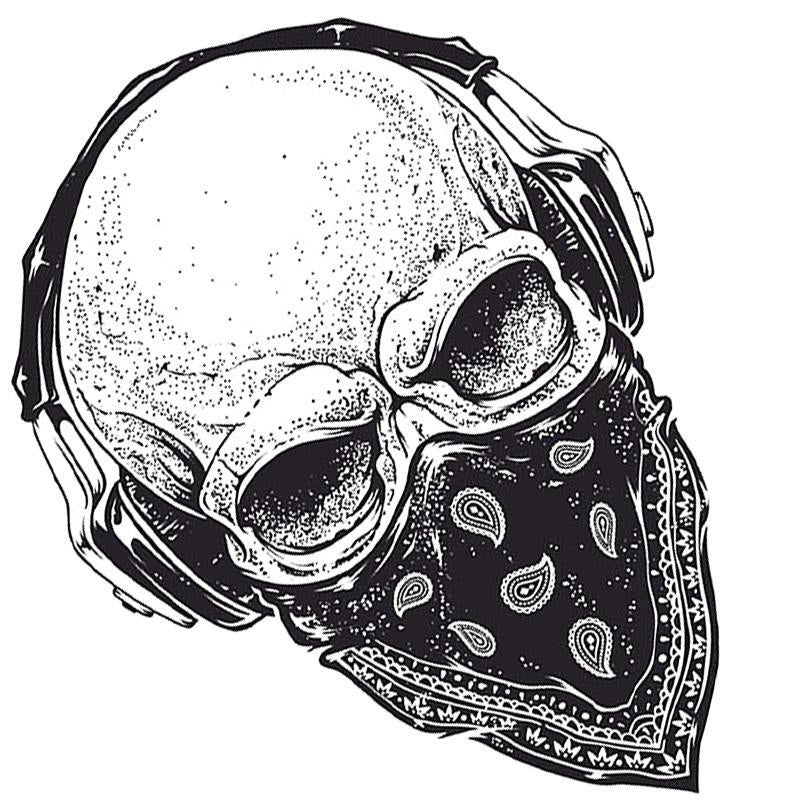 Klistermärke Dödskalle Med Bandana