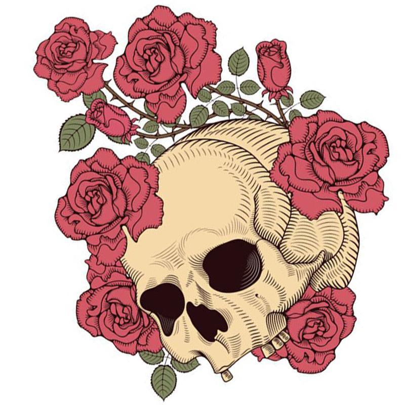 Dödskalle Sticker Rosor