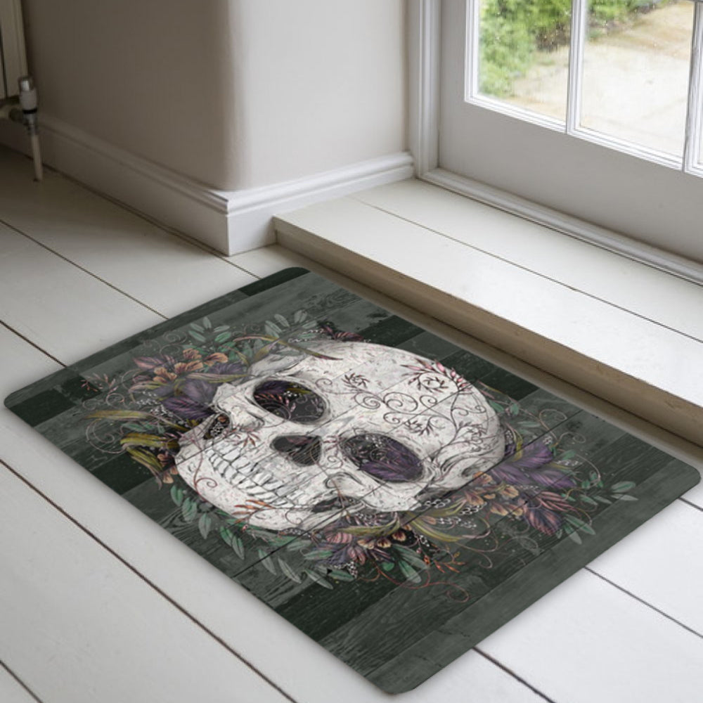 Dörrmatta Träplankor Med Dödskalle