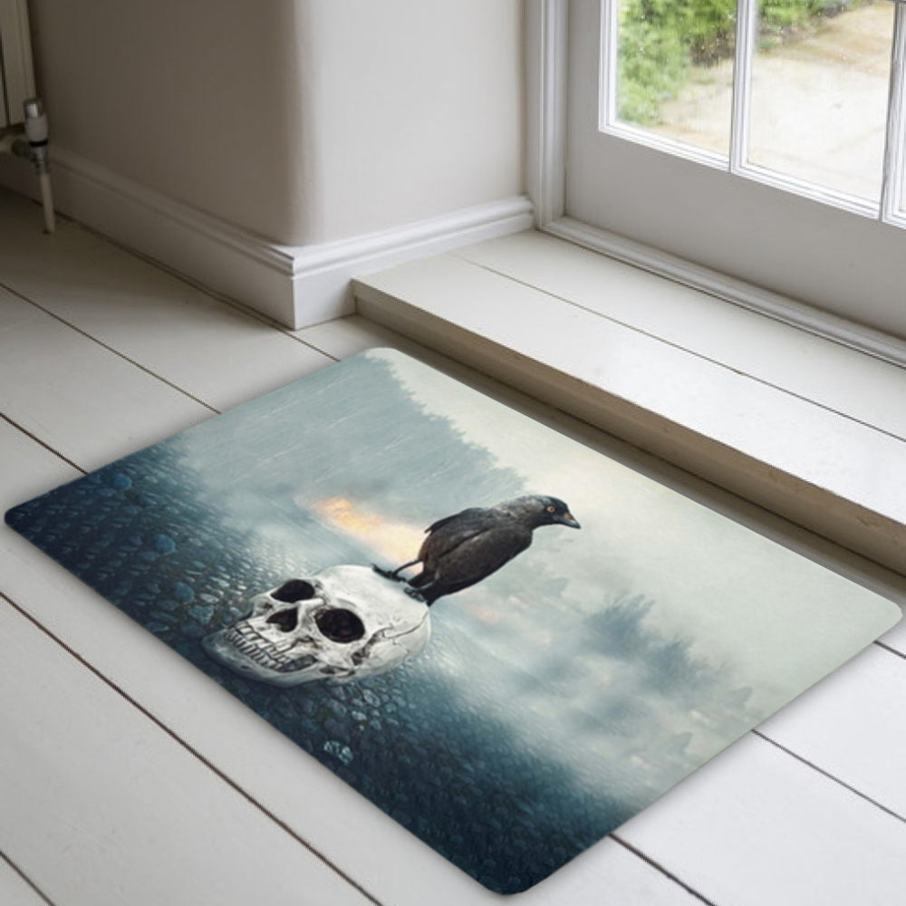 Dörrmatta Med Dödskalle Och Kråka