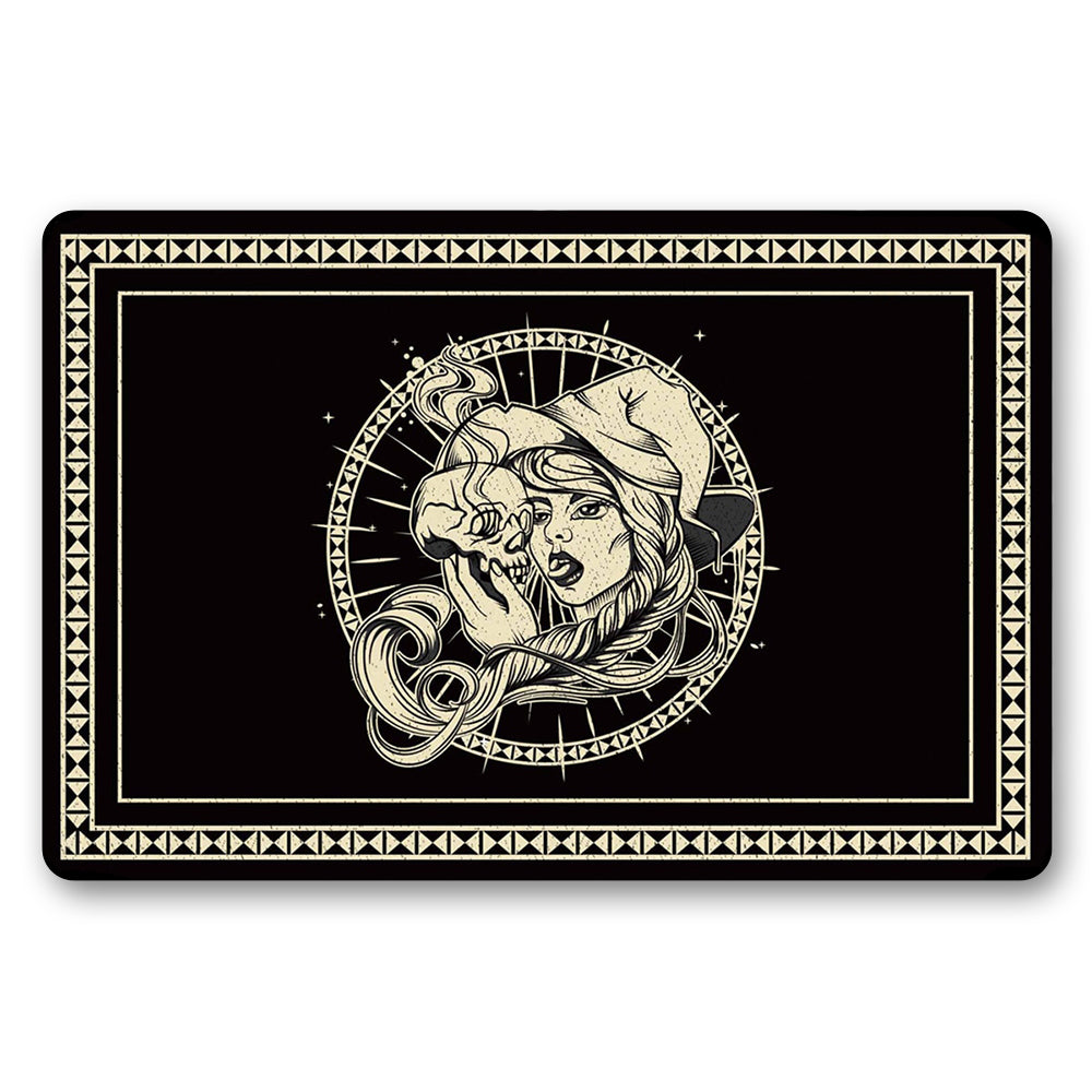 Dödskalle Dörrmatta Med Häxa