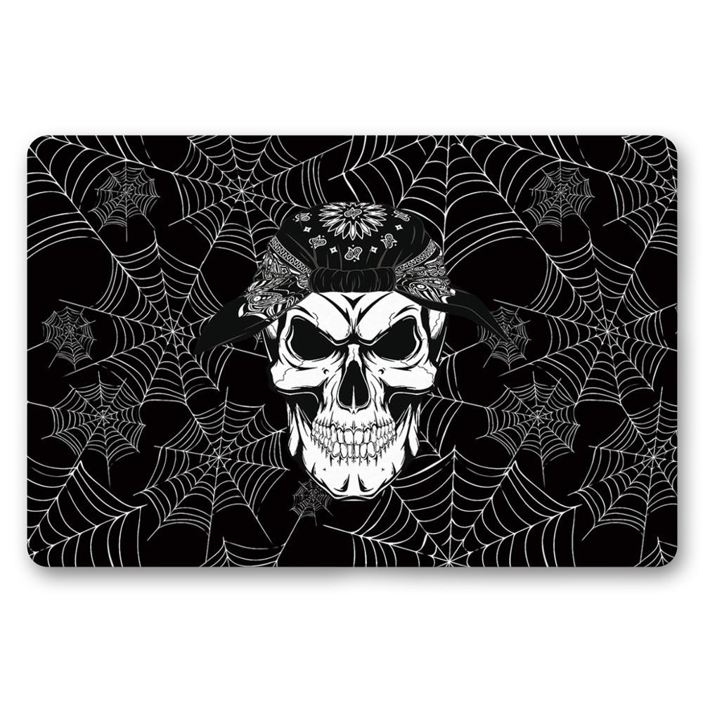 Dödskalle Dörrmatta Med Spindelnät