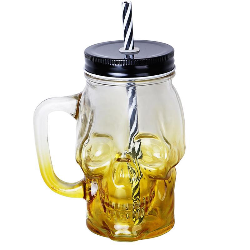 Dödskalle Glasbägare Med Sugrör