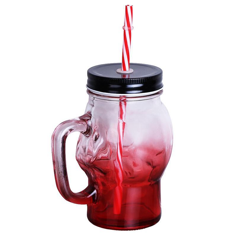 Dödskalle Glasbägare Med Sugrör