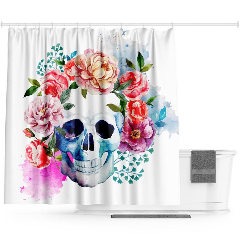 Dödskalle Duschdraperi Blommor