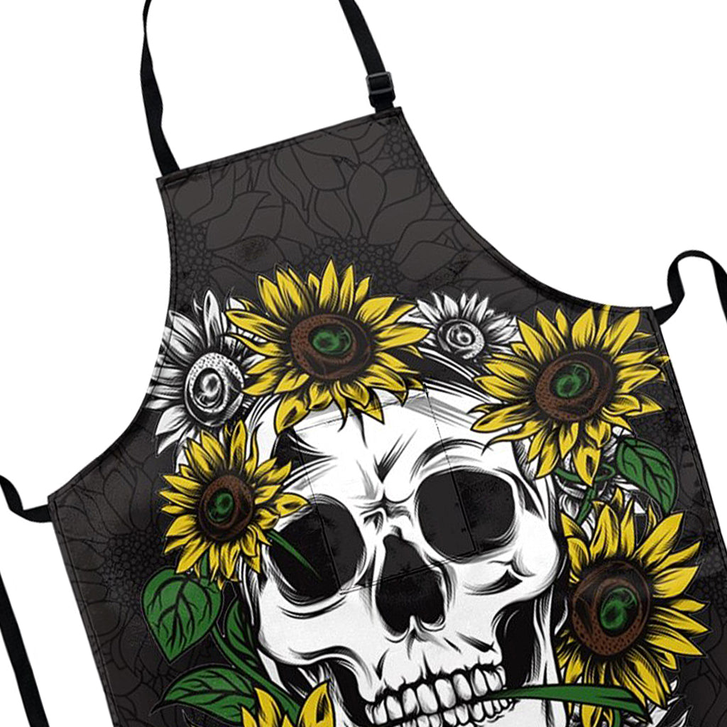 Dödskalle Förkläde Med Solrosor