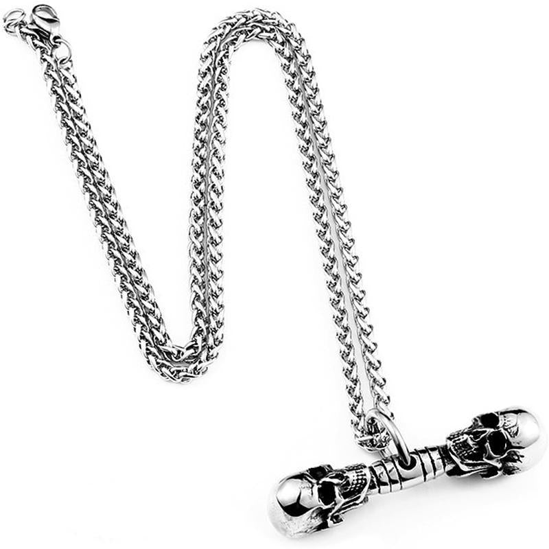 Stålhalsband Med Två Dödskallar