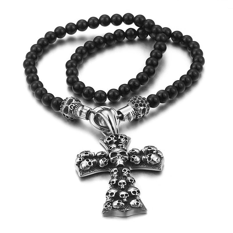 Stålhalsband Dödskalle Krucifix