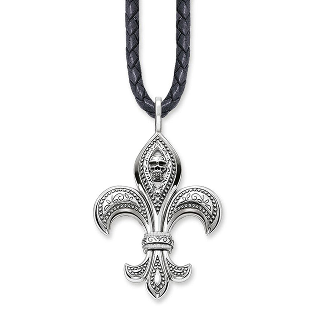 Dödskalle Halsband Silver Heraldisk Lilja