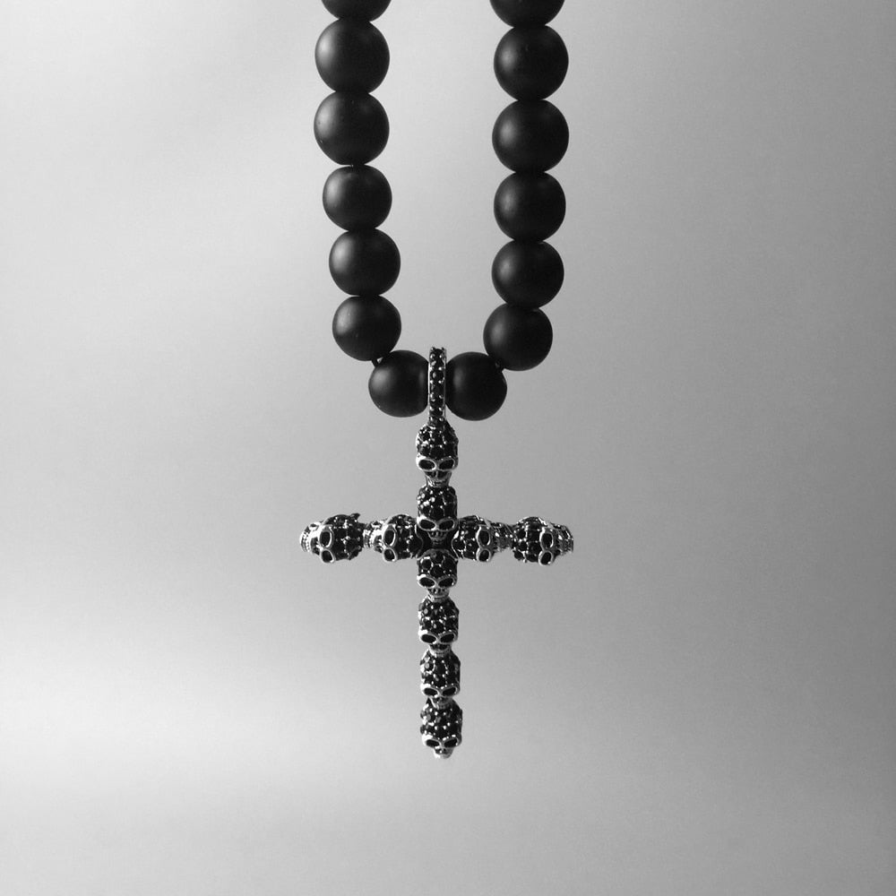Sterling Silver Halsband Dödskalle Jesu Kors