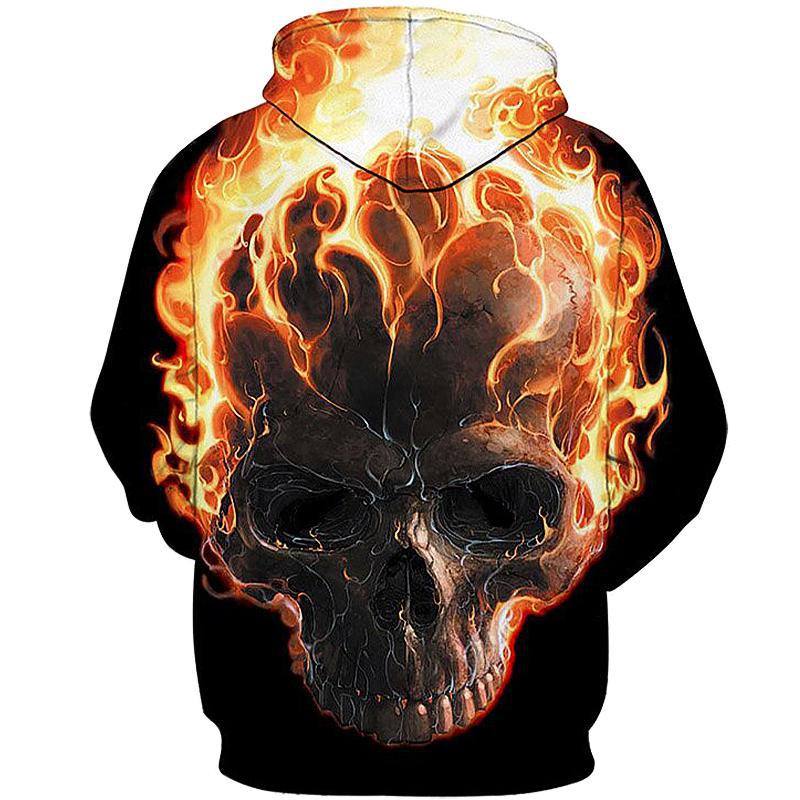Dödskalle Hoodie Eldsflammor