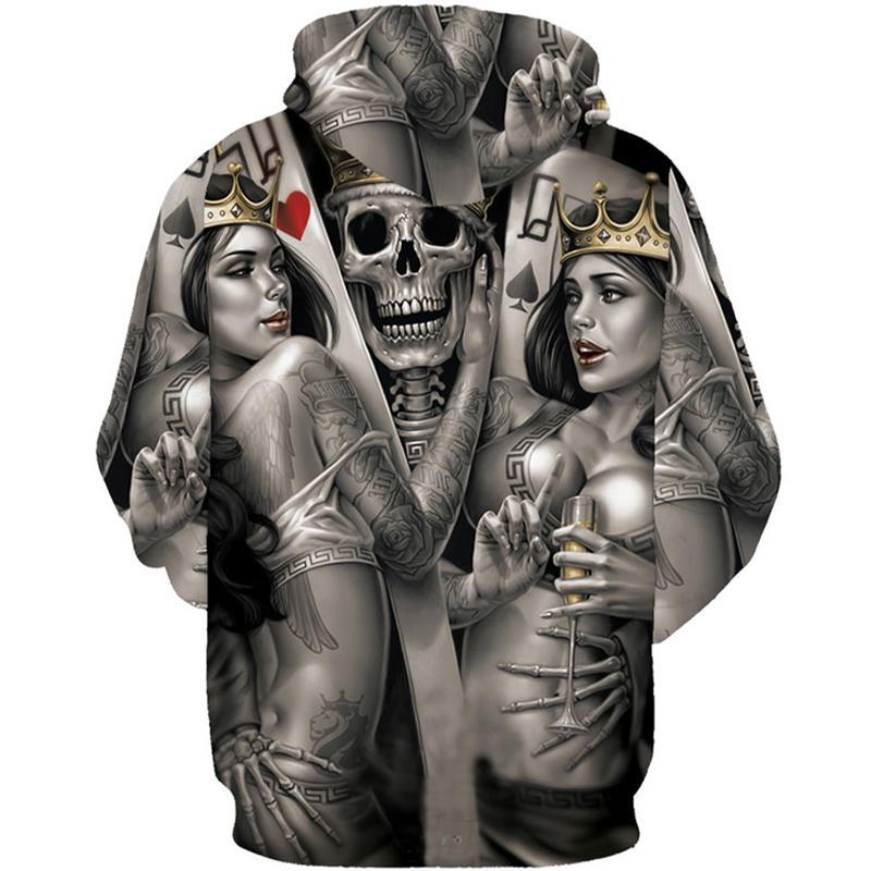 Dödskalle Hoodie Poker