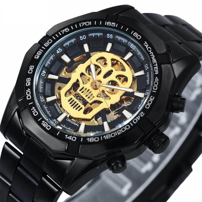 Svart Dödskalle Klocka