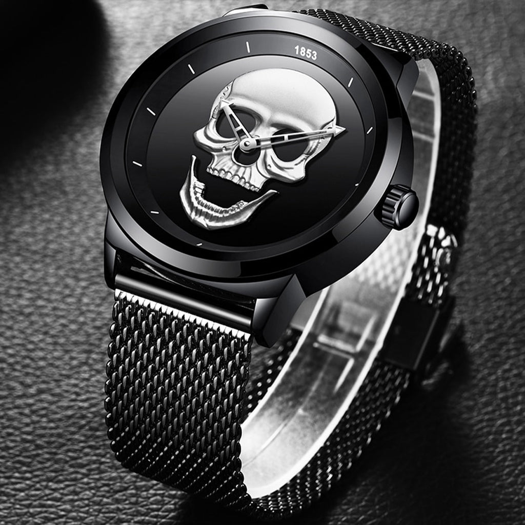 Svart Dödskalle Klocka