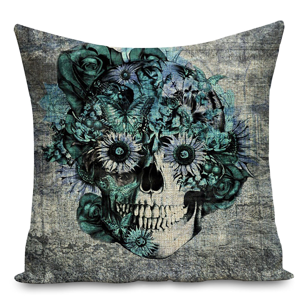 Dödskalle Kuddfodral Blommor