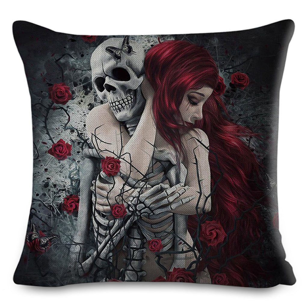 Dödskalle Kuddfodral Rosor