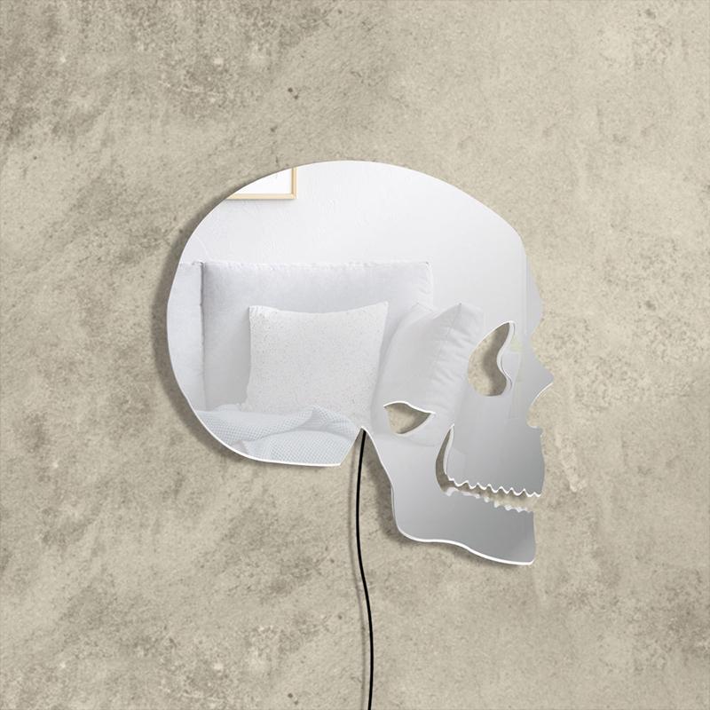 Dödskalle Lampa Spegel