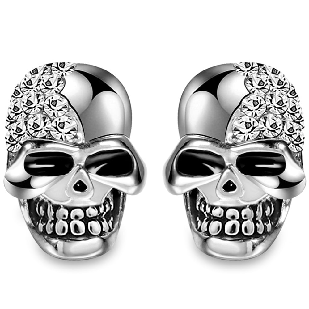 Dödskalle Örhängen Med Genomskinliga Kristaller