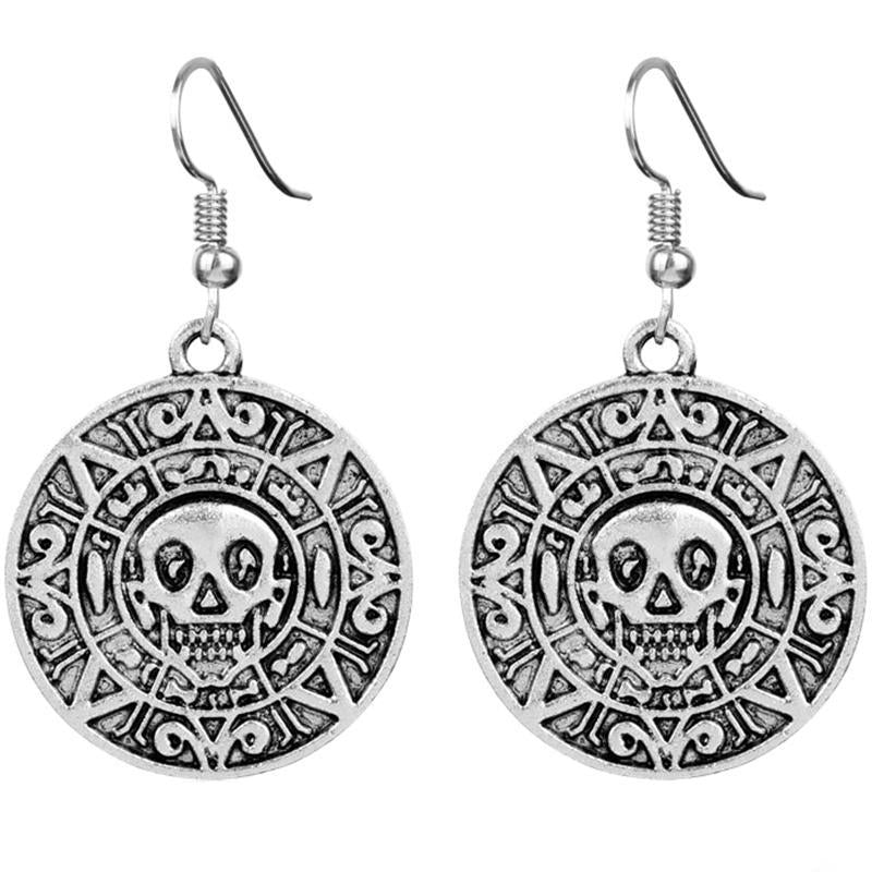 Dödskalle Örhängen Aztec Mynt