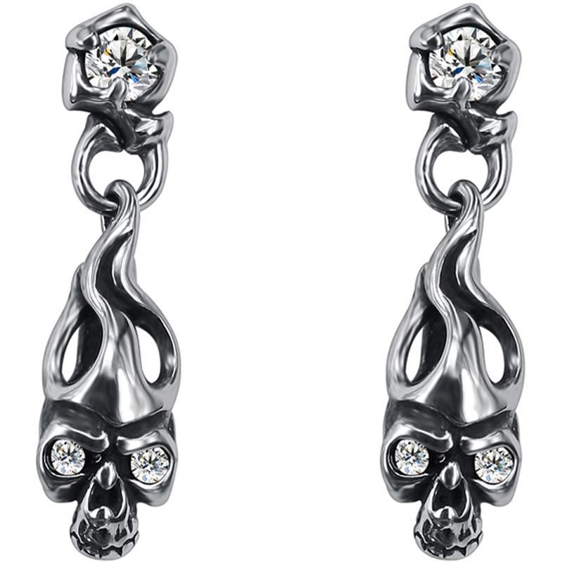 Dödskalle Örhängen Eldsflammor