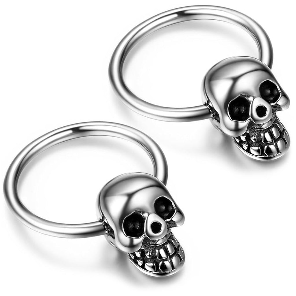 Dödskalle Örhängen Stålring