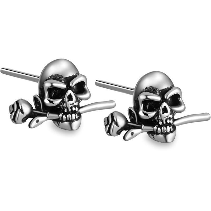 Dödskalle Örhängen Med Rosor