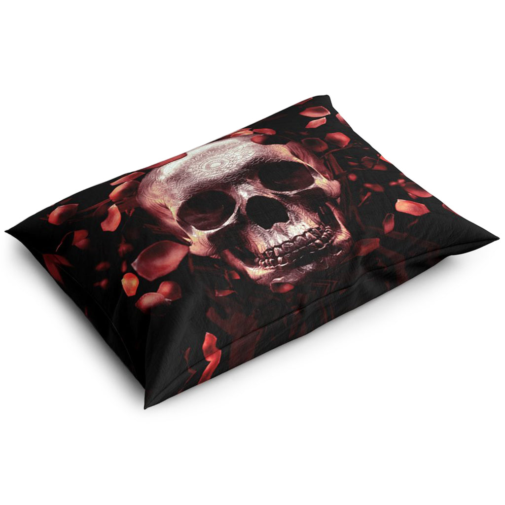 Dödskalle Örngott Rosblad