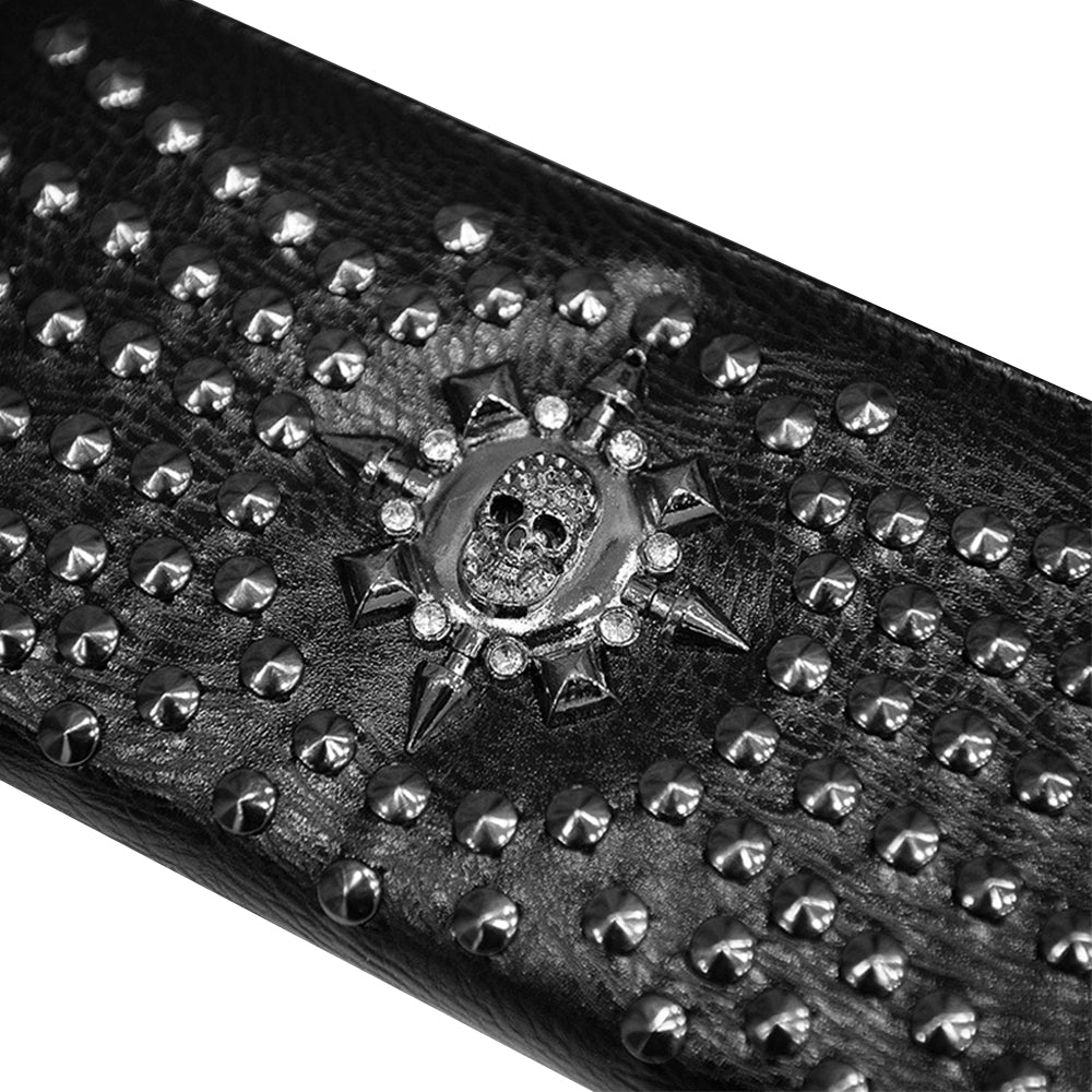 Dödskalle Plånbok Läder Med Nitar