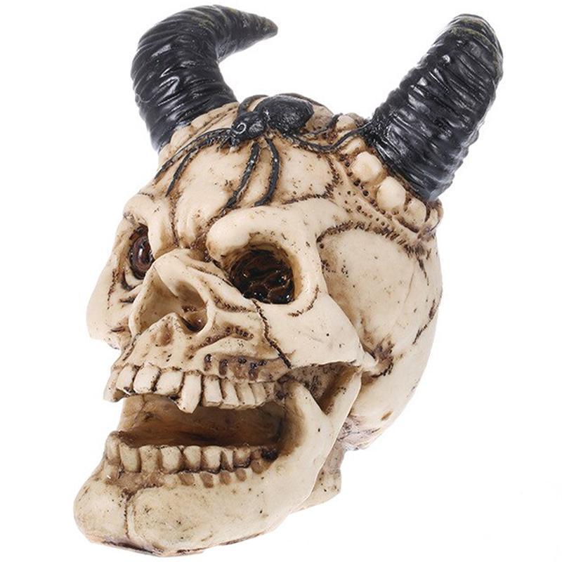 Dödskalle Staty Med Horn
