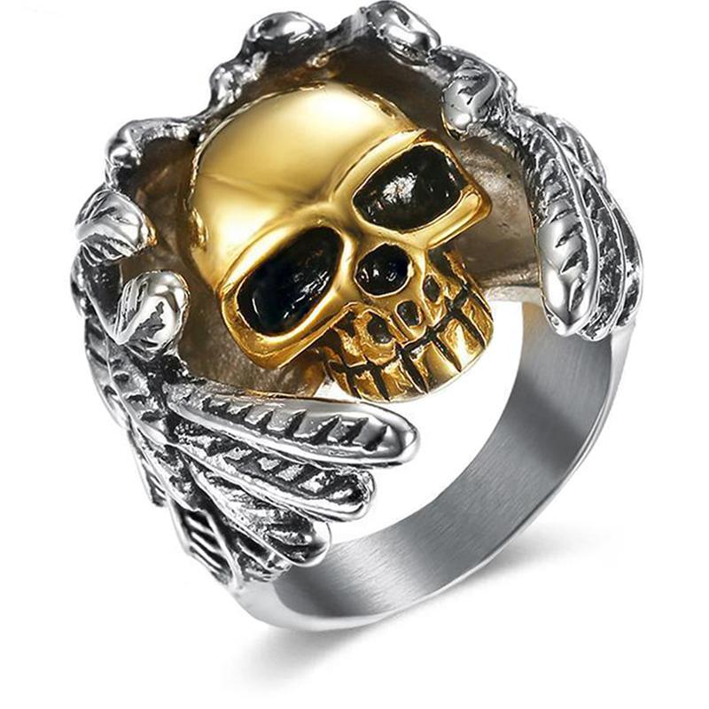 Dödskalle Ring Ängel Och Demon