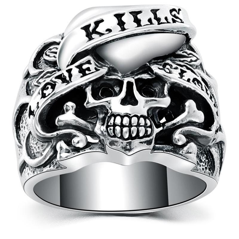 Dödskalle Ring Love Kills Slowly