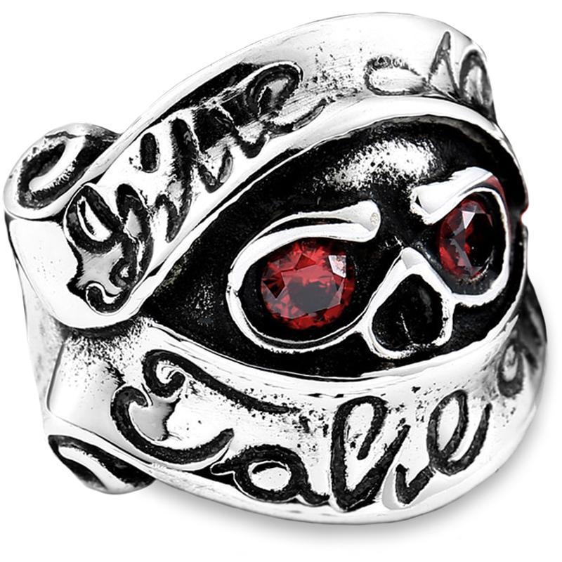 Dödskalle Ring Röda Ögon